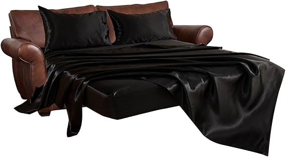 Satin Split King Sheets Sets for Adjustable Bed with Deep Pocket Soft Smooth