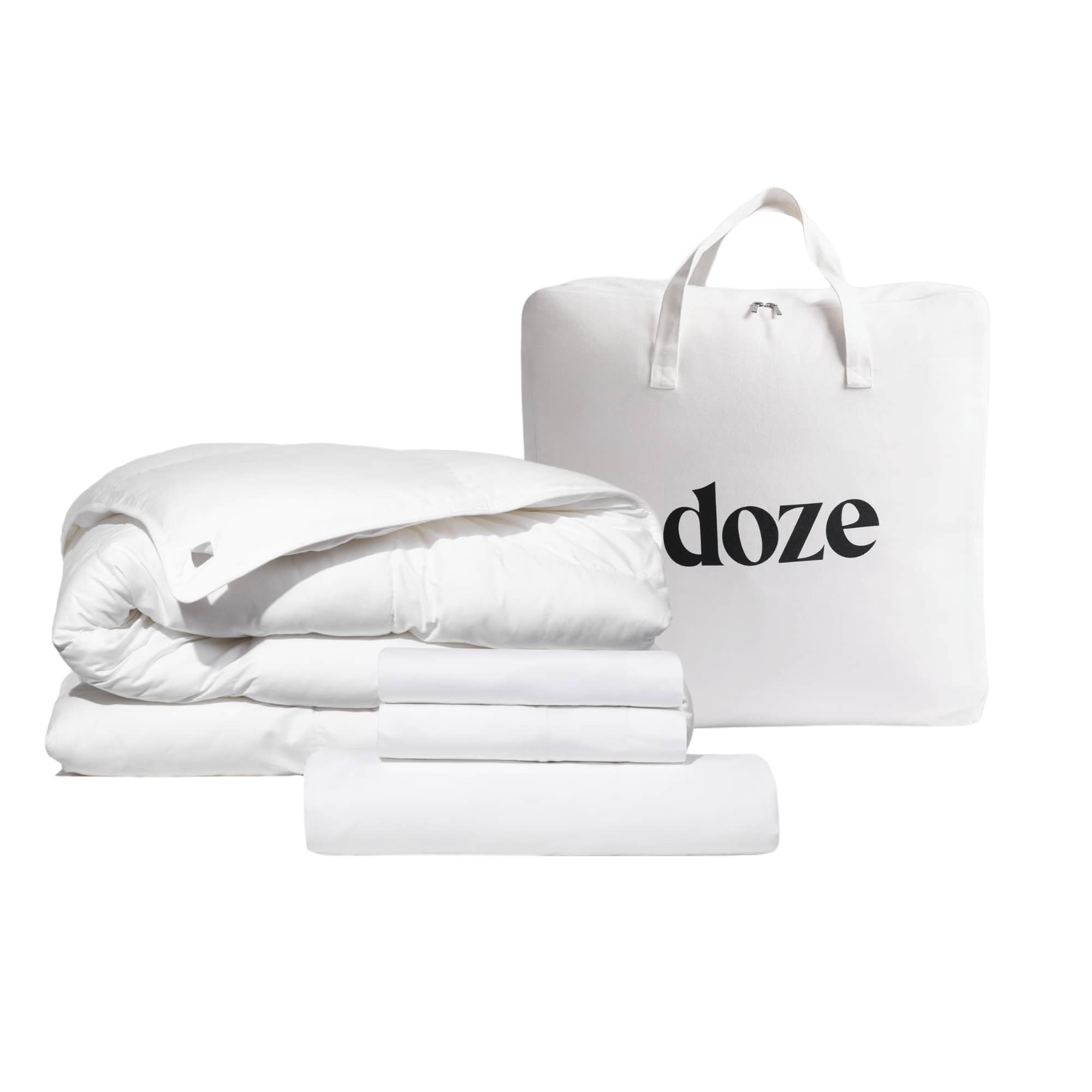 Percale Duvet Bundle. Three-Sided Zipper Opening. Corner Snap System. Luxury Duvet