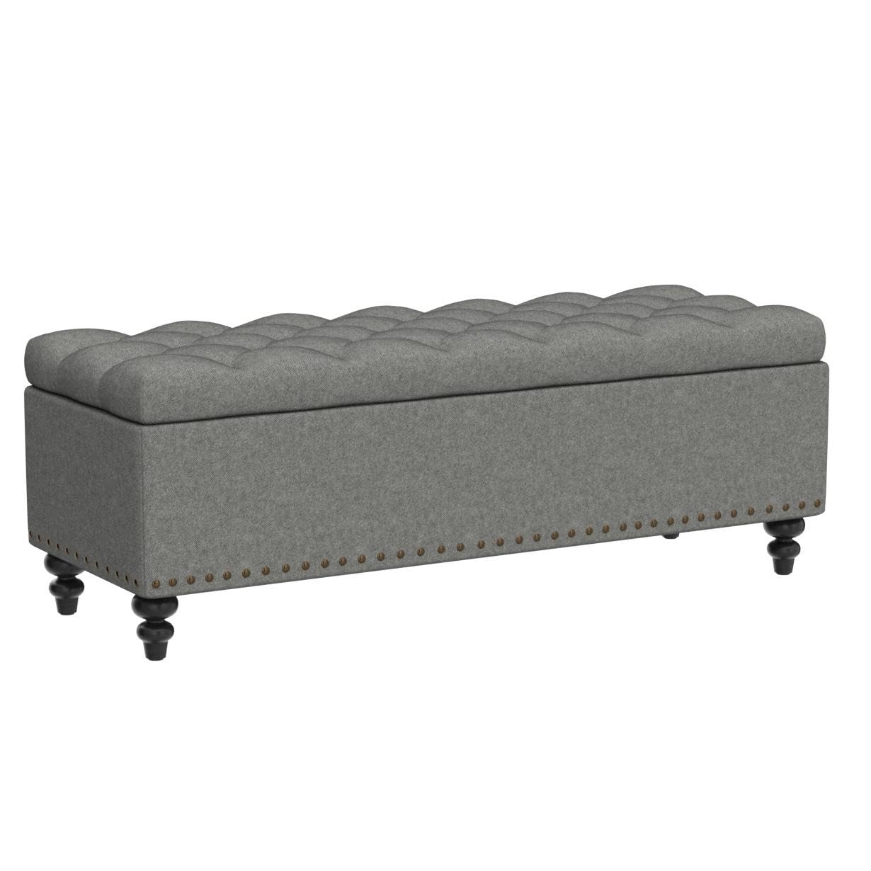 51-inch Button-Tufted Ottoman with Storage, Upholstered Fabric