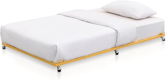 Moley Metal Trundle - Twin Size Metal Roll Out Trundle Bed Frame for Daybed (Red)