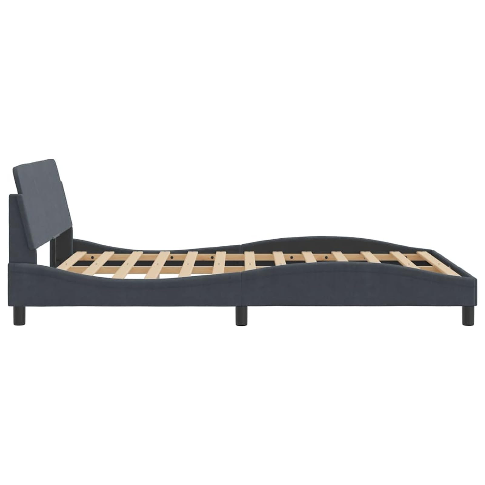 Bed Frame Without Mattress Dark Gray 53.9 x 74.8 Inch Velvet Full Size Platform Bed Frame