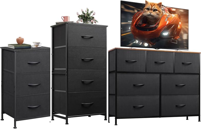 3 Drawer, 4 Drawer and 7 Drawer Dresser Set, Dresser for Bedroom