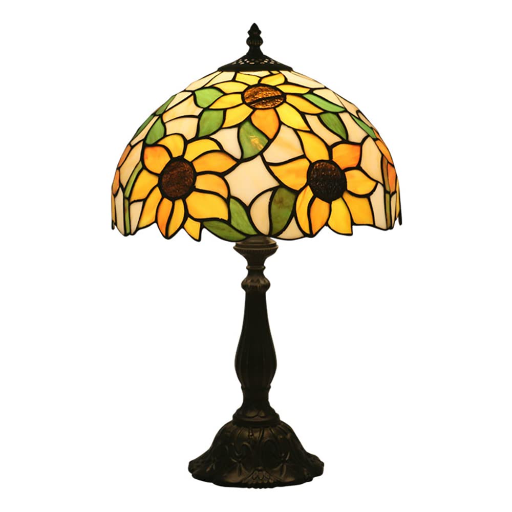 Style Table Lamp, Elegant Bedside Table Lamp with Stained Glass Shade, Reading Desk