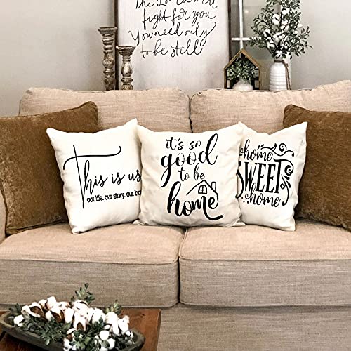 Farmhouse Throw Pillow Covers 18x18 – Set of 4