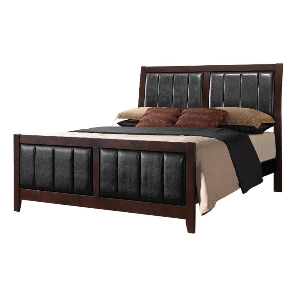 Carlton Eastern King Size Panel Bed with Black Padded Leatherette