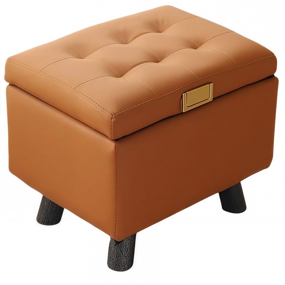 Square Ottoman with Storage, Padded Shoe Bench with Lift Off Lid
