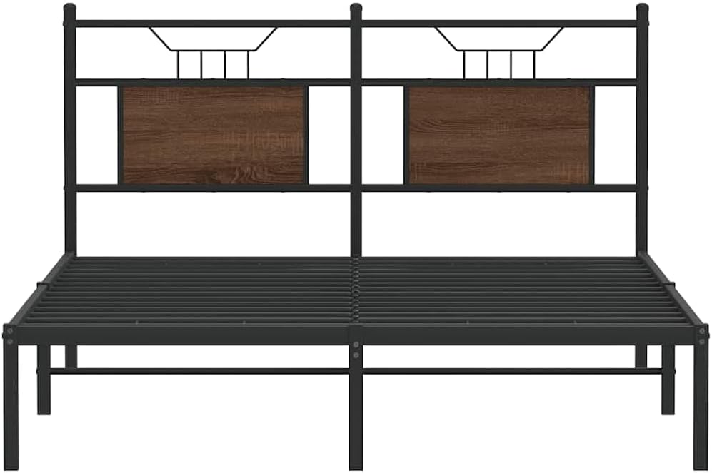 Double Bed Frame with Headboard in Smoked Oak Finish Dimensions