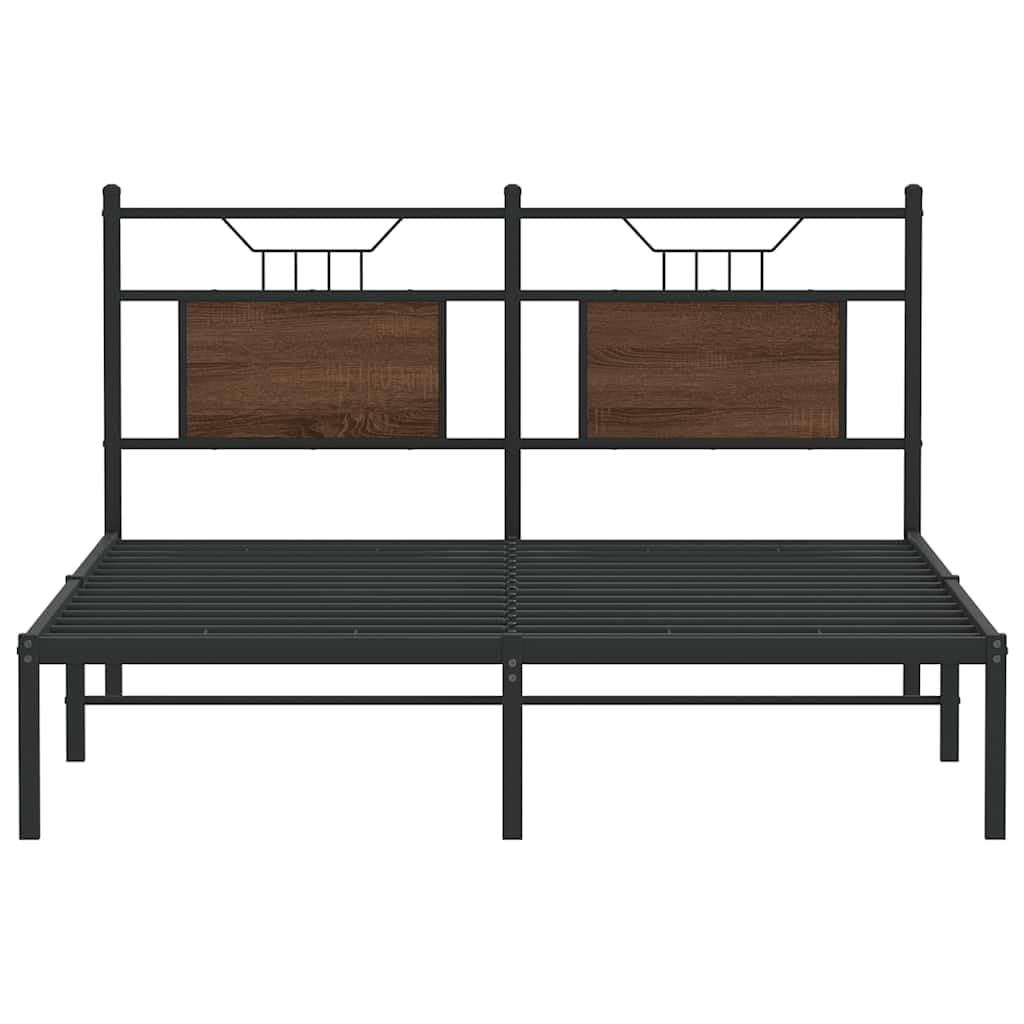 Double Bed Frame with Headboard in Smoked Oak Finish Dimensions