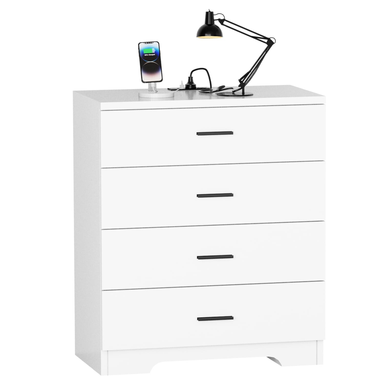 Dresser with Power Outlets Wooden 4 Drawer Dresser with USB and Type C Port