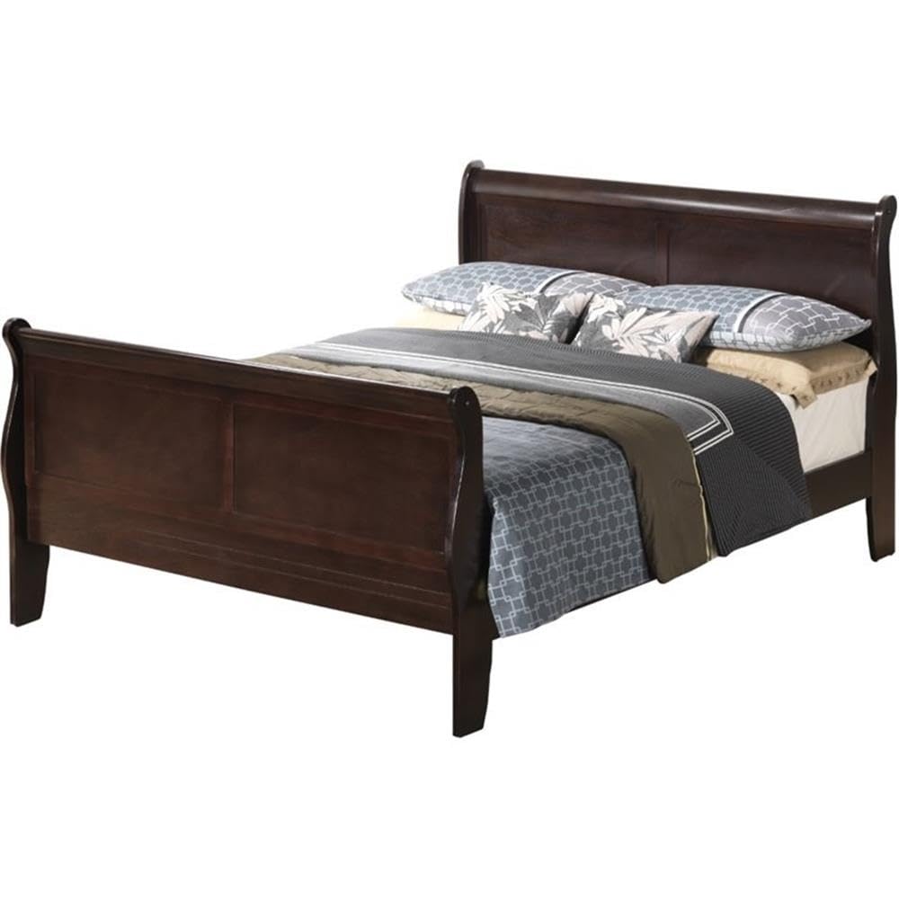Louis Phillipe Full Sleigh Bed in Cappuccino