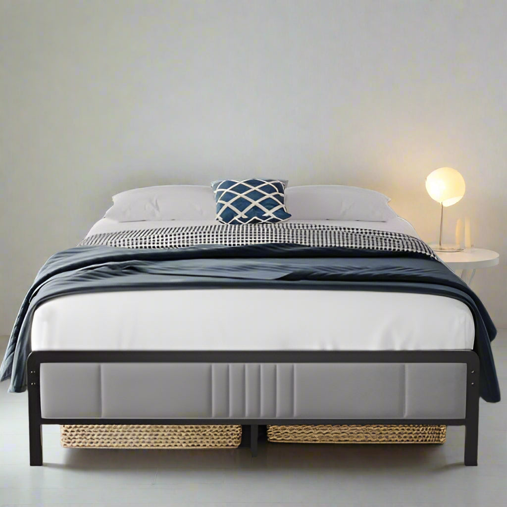 Size Bed Frame with Storage Headboard and Charging Station