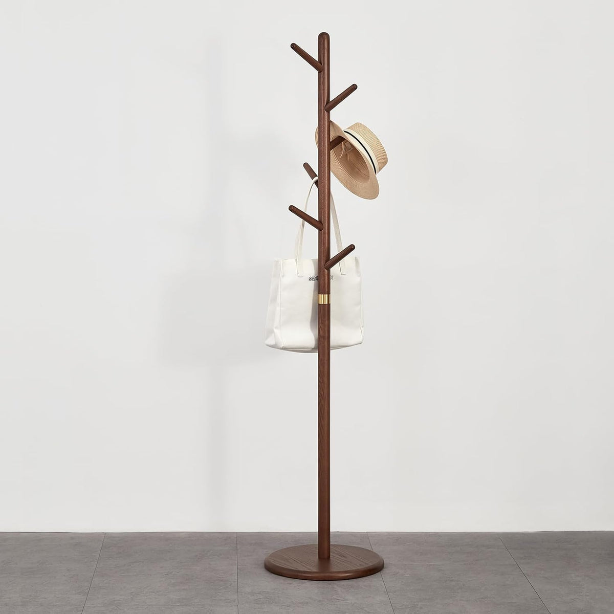 Solid Wood Freestanding Coat Rack with 6 Hooks