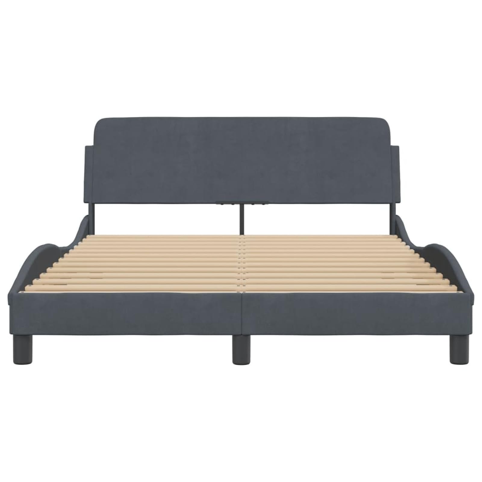 Bed Frame Without Mattress Dark Gray 53.9 x 74.8 Inch Velvet Full Size Platform Bed Frame