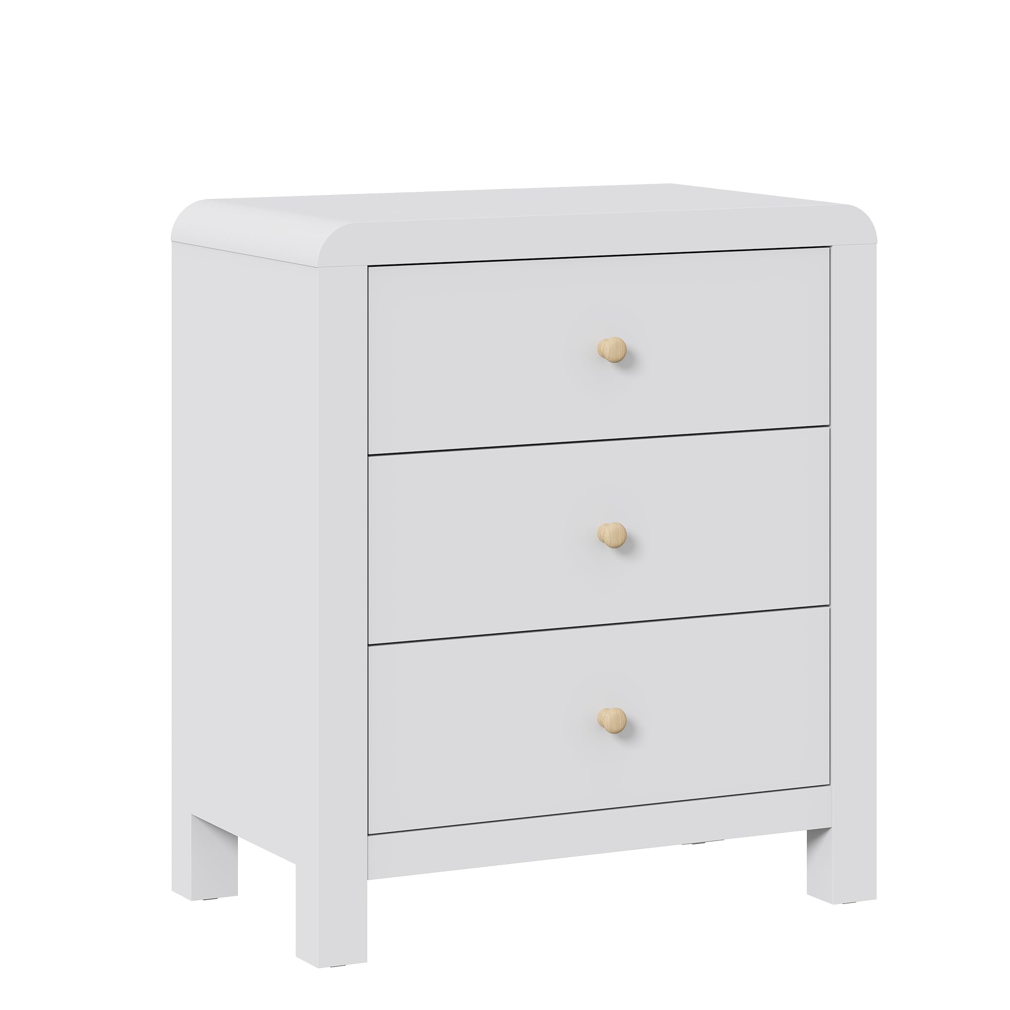 3 Drawer Dresser, Modern Chest of Drawers with Rounded Table Corners