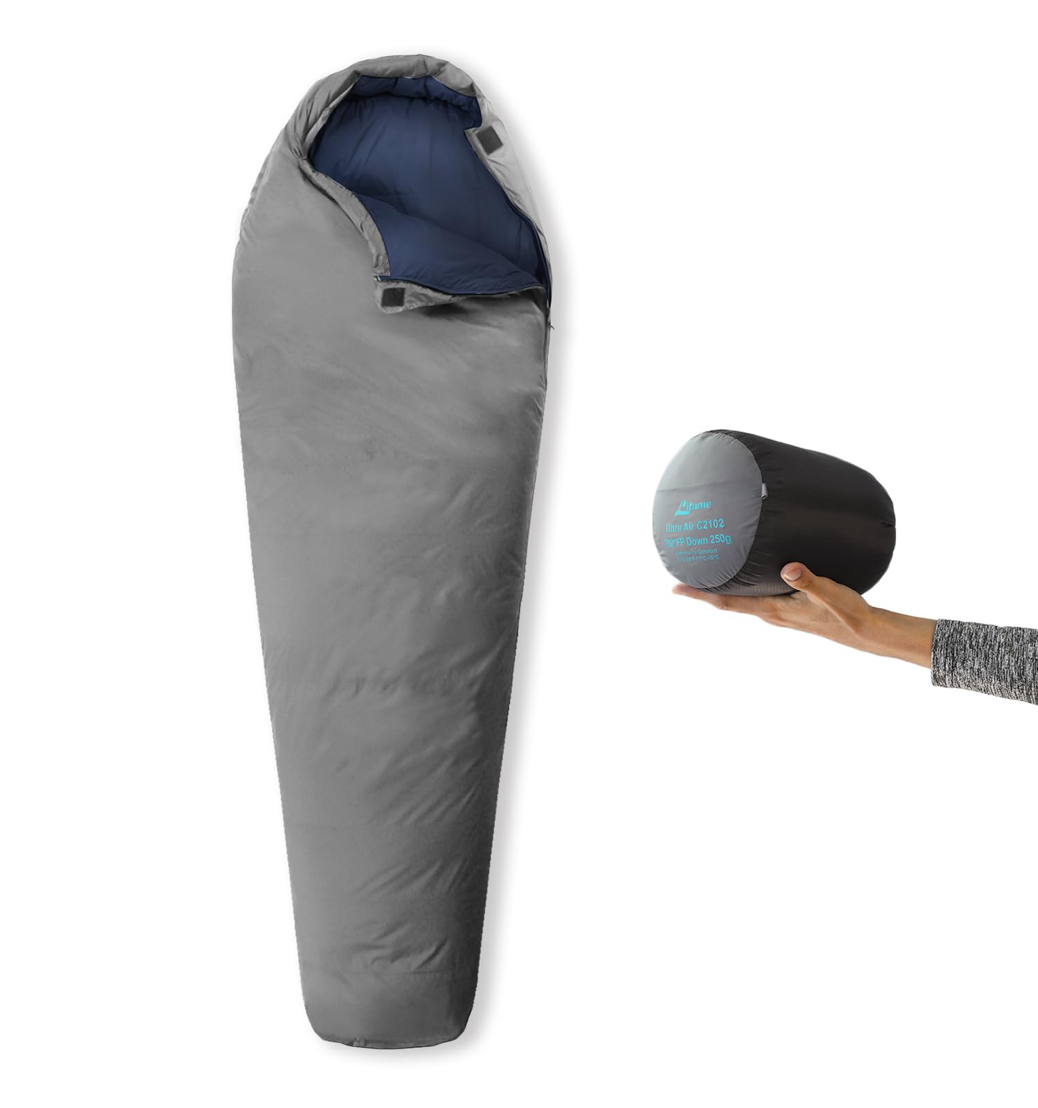 Air Mummy Sleeping Bag 1.3lbs 50°F, 700 Fill Power Sleep Sack