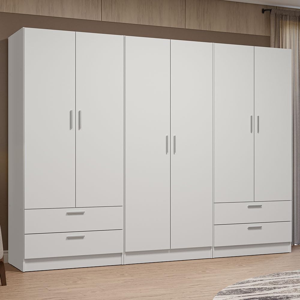 6 Doors 4 Drawers Wardrobe Set Armoire Closet Bedroom Storage Cabinet