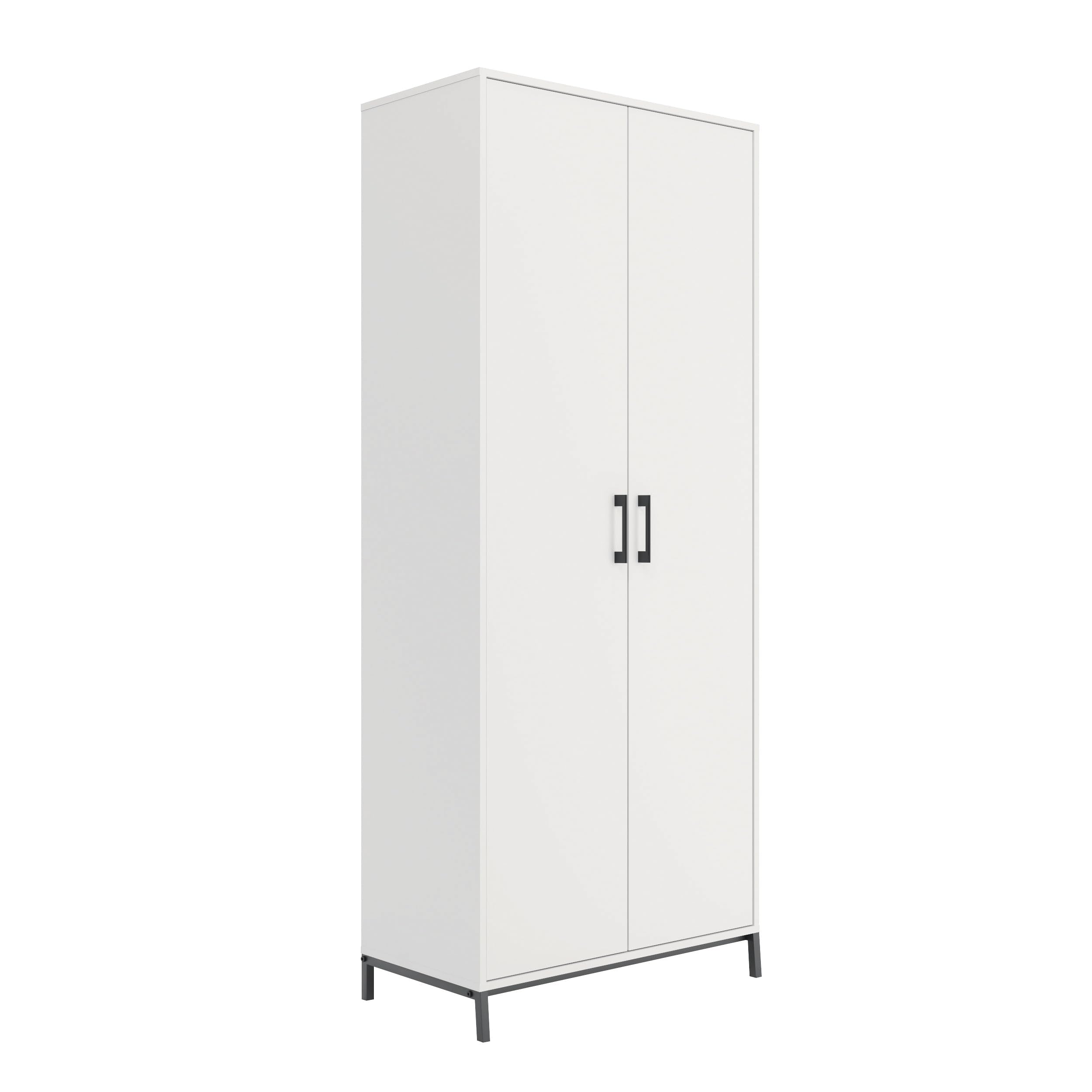 North Avenue Tall 2 Door Storage Cabinet, White Finish