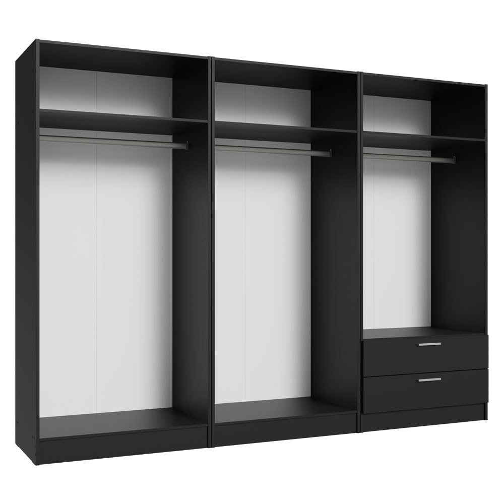 6 Doors 2 Drawers Wardrobe Set Armoire Closet Bedroom Storage Cabinet