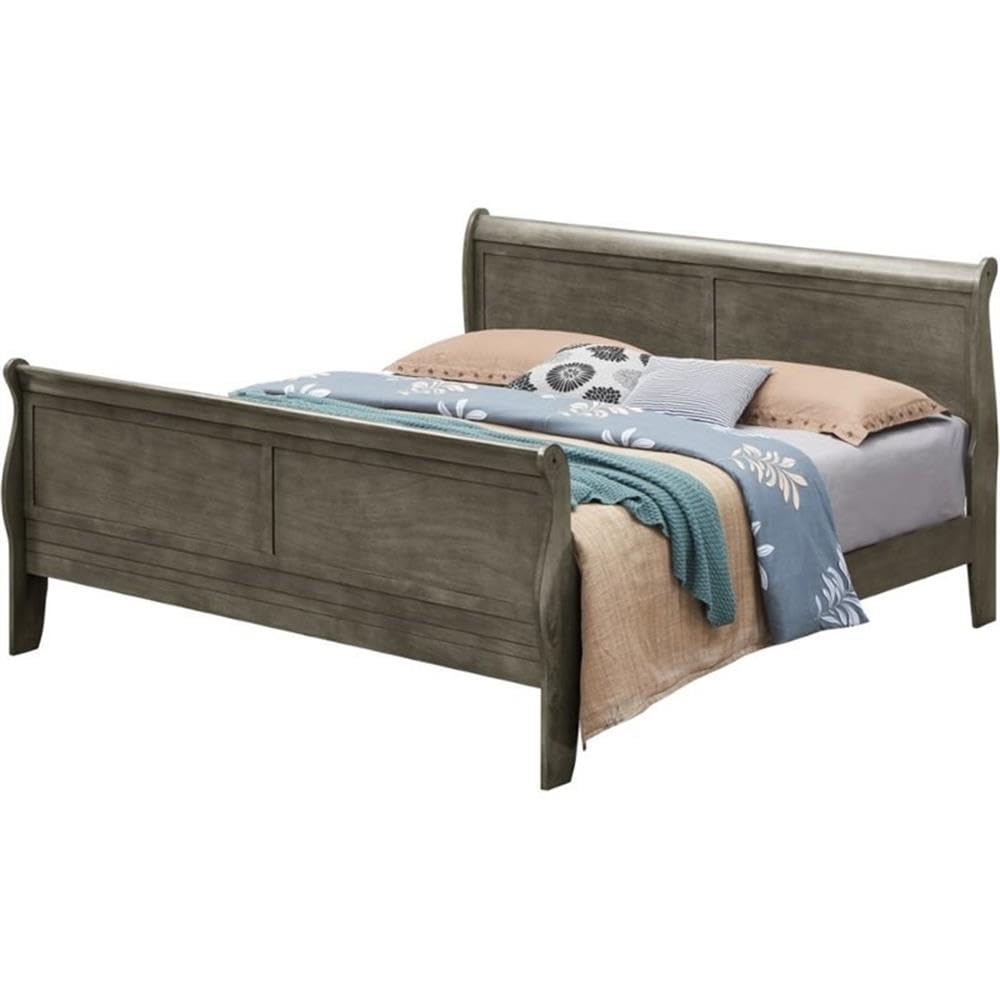 Louis Phillipe Queen Sleigh Bed in Gray