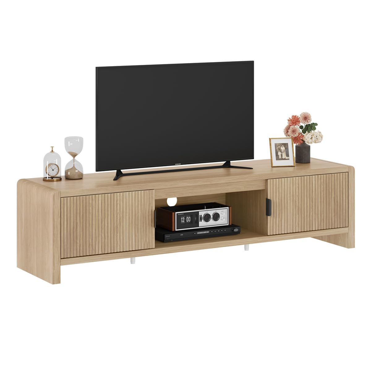 63" Waveform Fluted-Door TV Stand with Storage, Fits TVs up to 75"