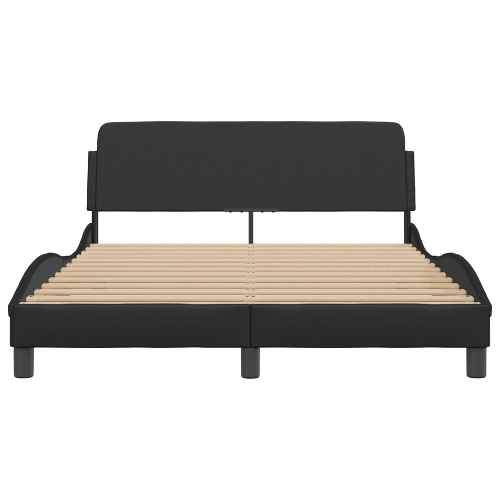 Bed Frame Without Mattress Black 53.9 x 74.8 Inch Faux Leather Full Size Platform Bed
