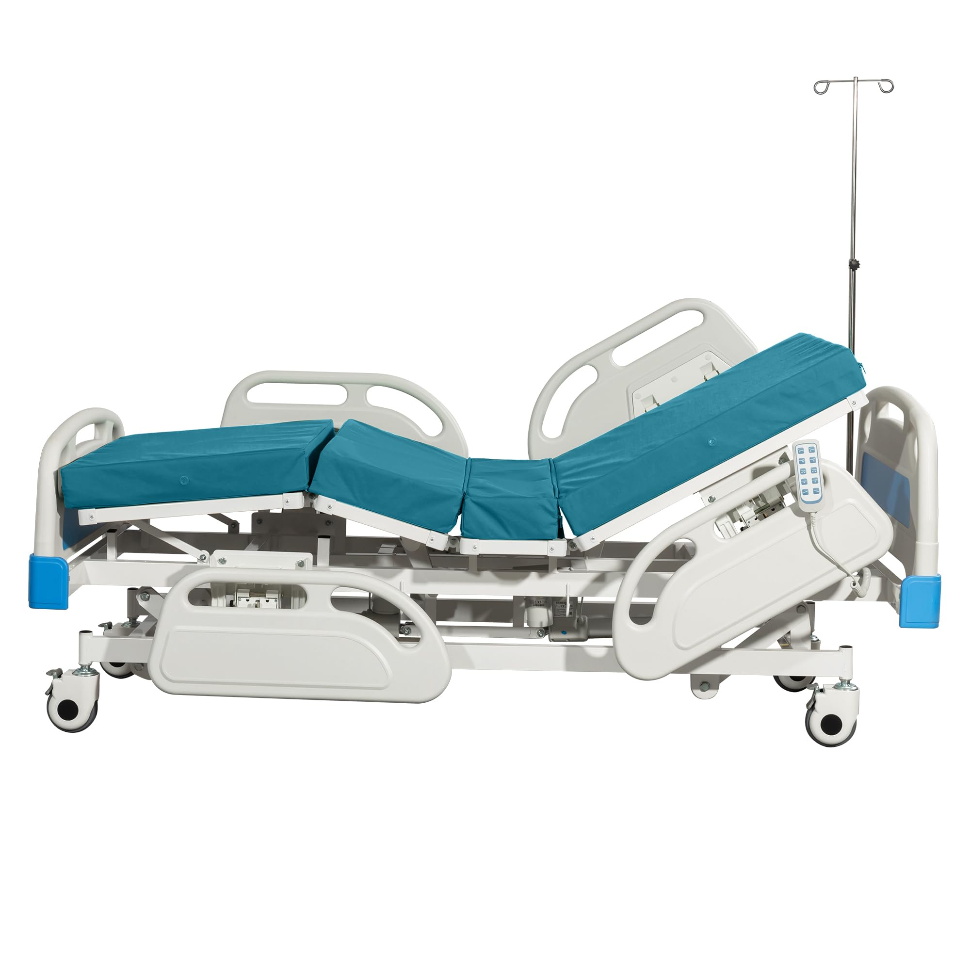 Premium 5 Function Electric Hospital ICU Bed with Mattress & IV Pole.