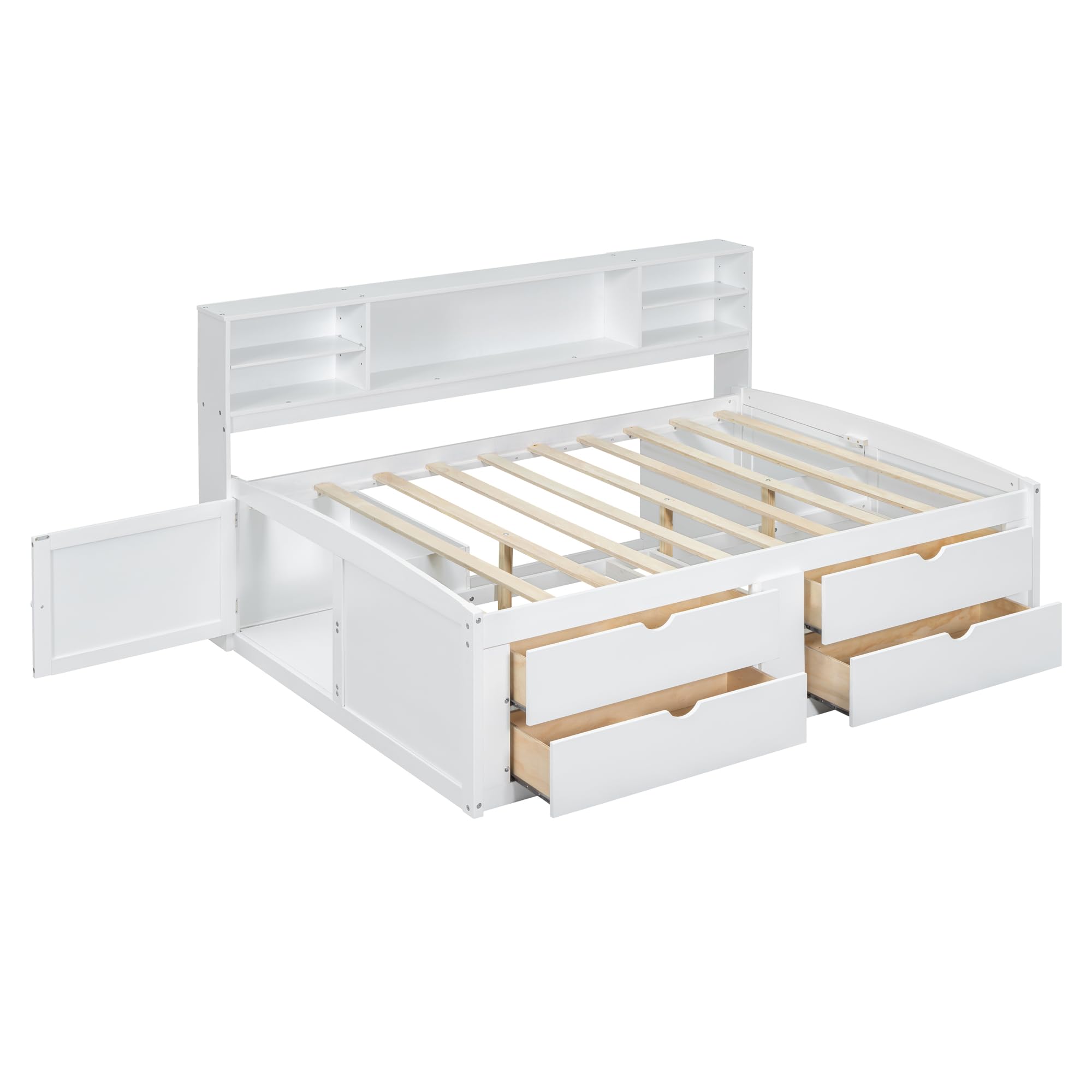 Daybed with Bookcase Headboard, Full Beds with Storage Drawers