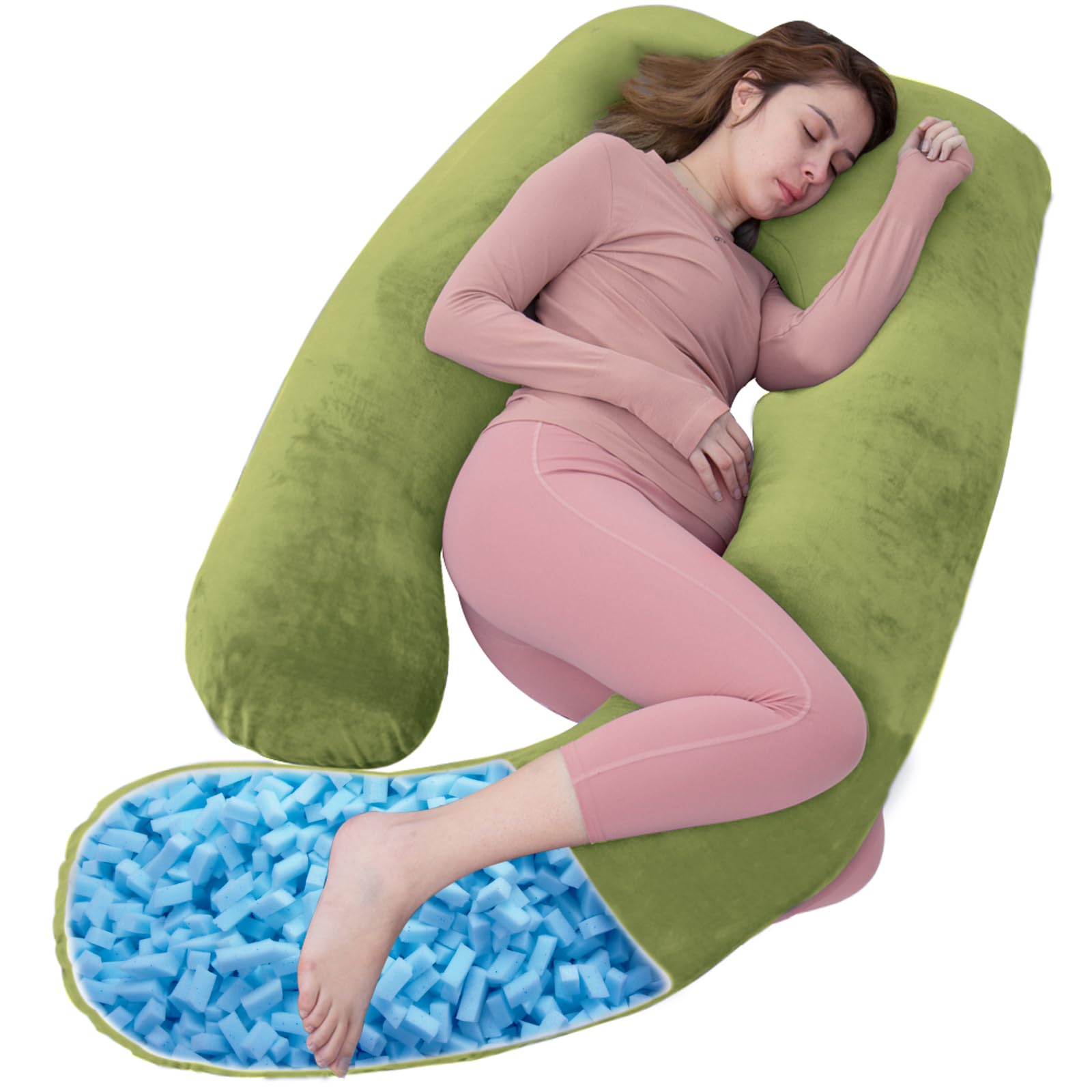 Shredded Memory Foam Body Pillow, Pregnancy Pillows for Sleeping