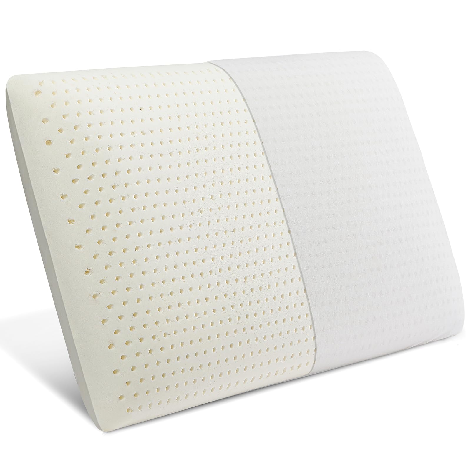 100% Natural Talalay Latex Pillow with Removable Cotton Cover, Medium