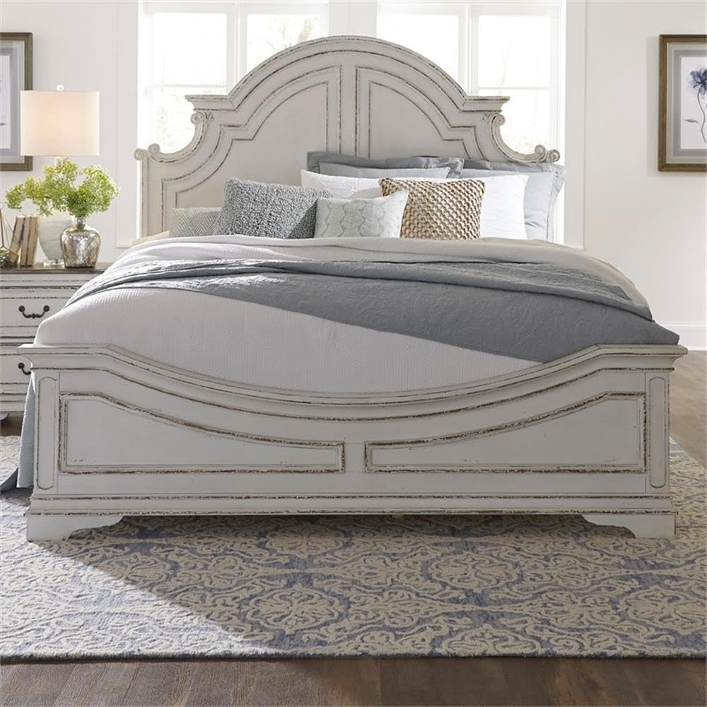 Contemporary Magnolia Manor White King Panel Bed