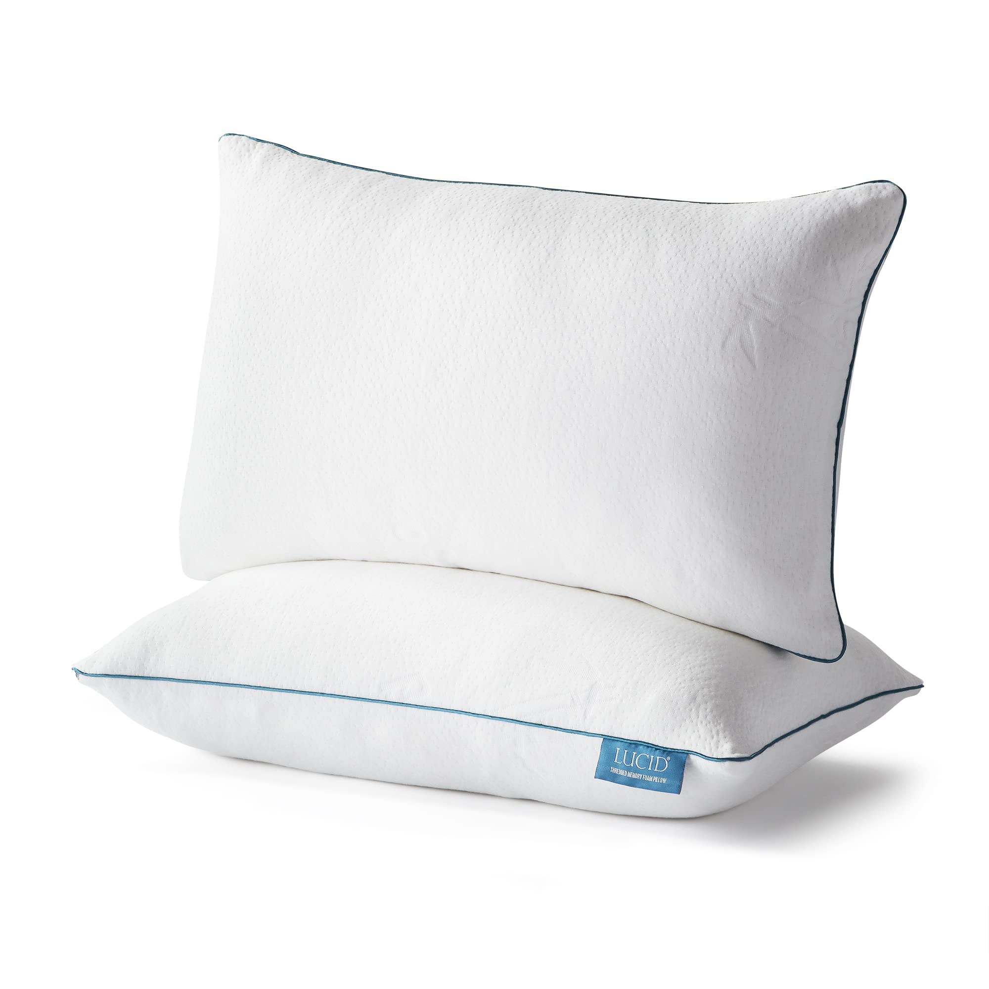 Shredded Memory Foam Pillow - Standard Size - 2 Pack - Soft Cover