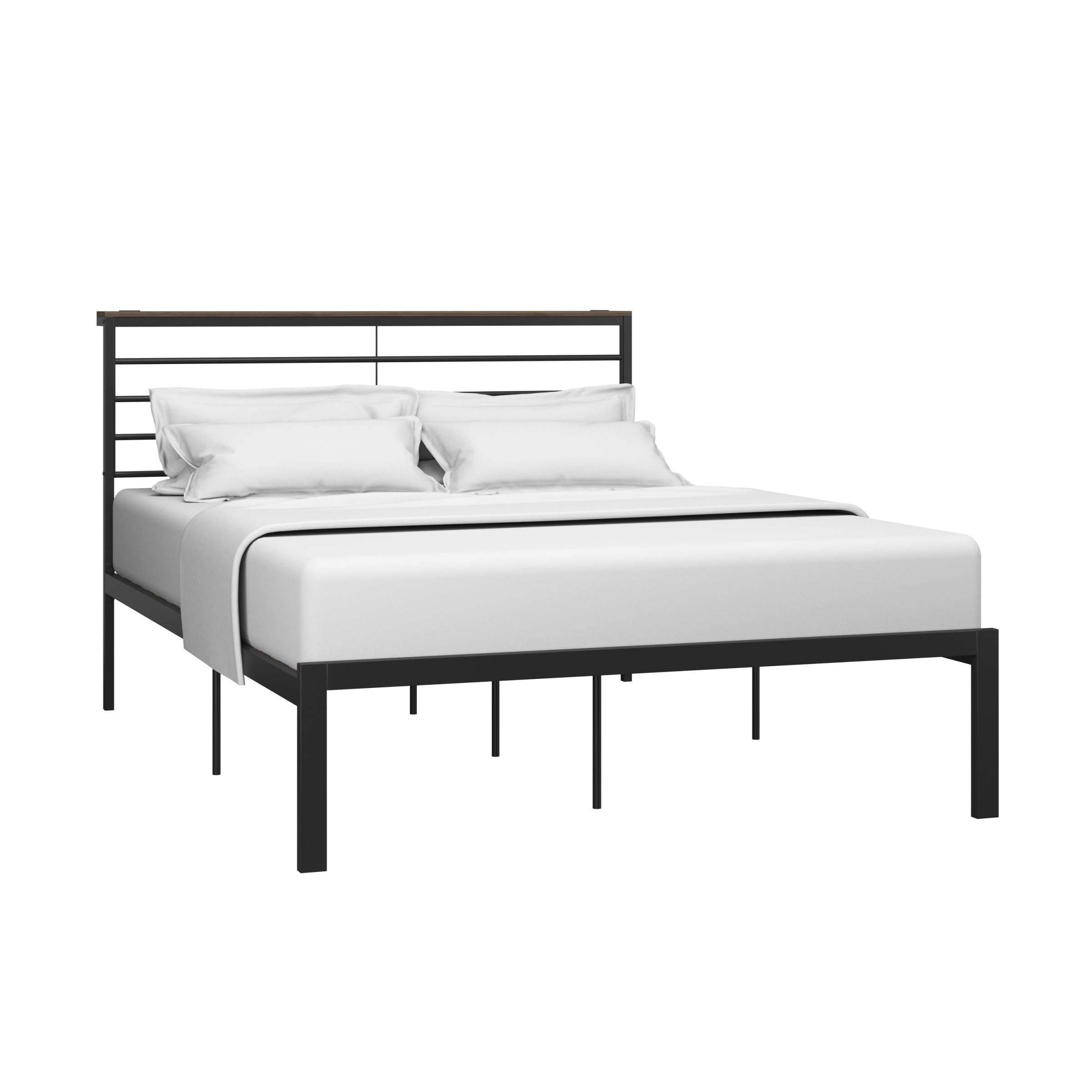 Hillsdale, Crawford Metal Full Platform Bed with USB Ports, Textured Black
