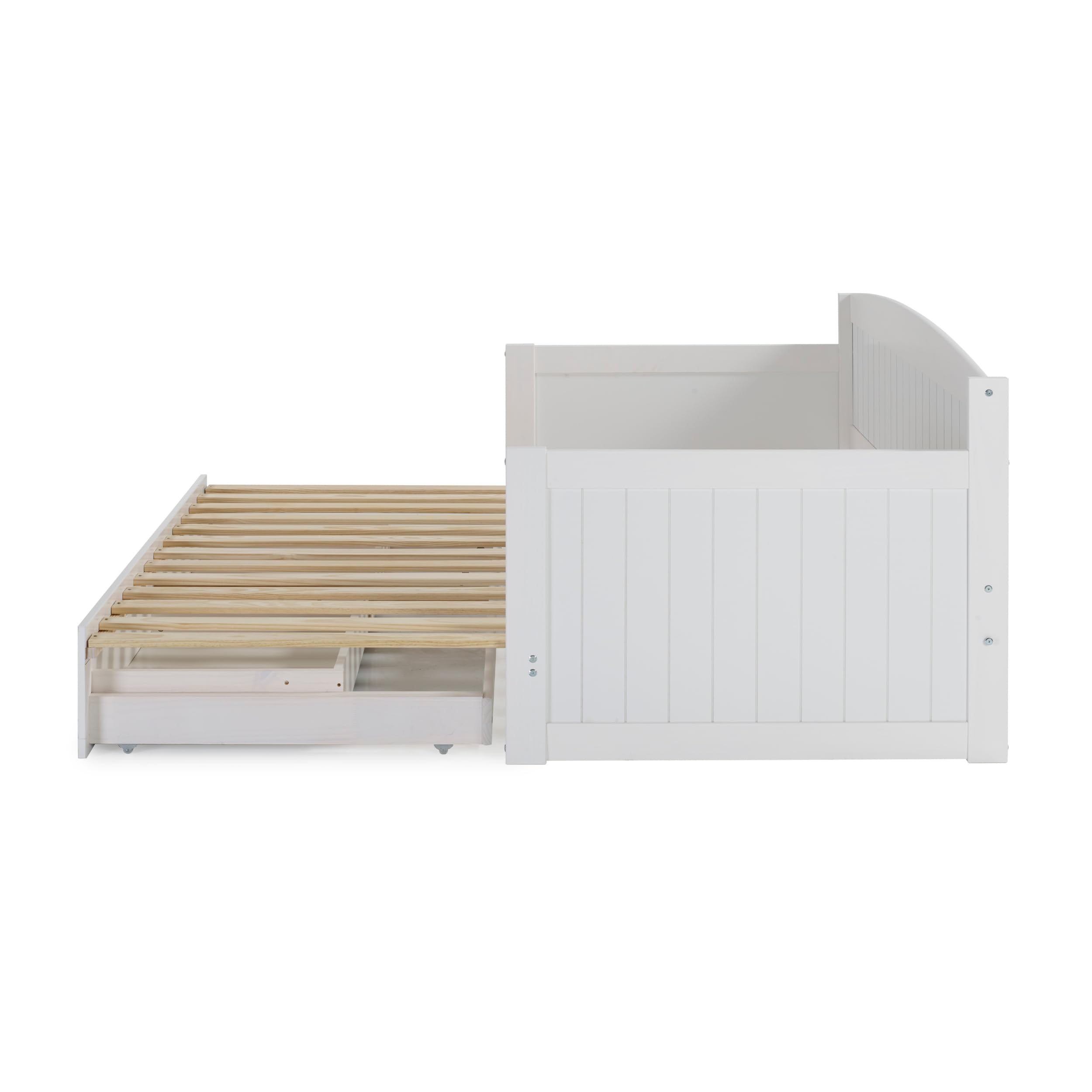 Furniture Harmony Wood Daybed, Single, White Brazilian Pine Trundle Bed