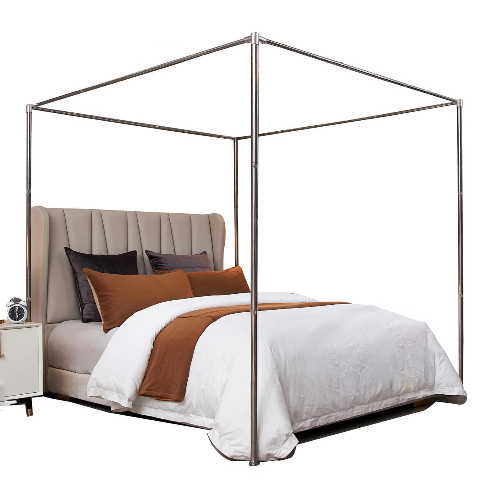 Canopy Bed Frame, Thicken Stainless Steel Bed Canopy Frame, Bed Post Poles 4 Corner