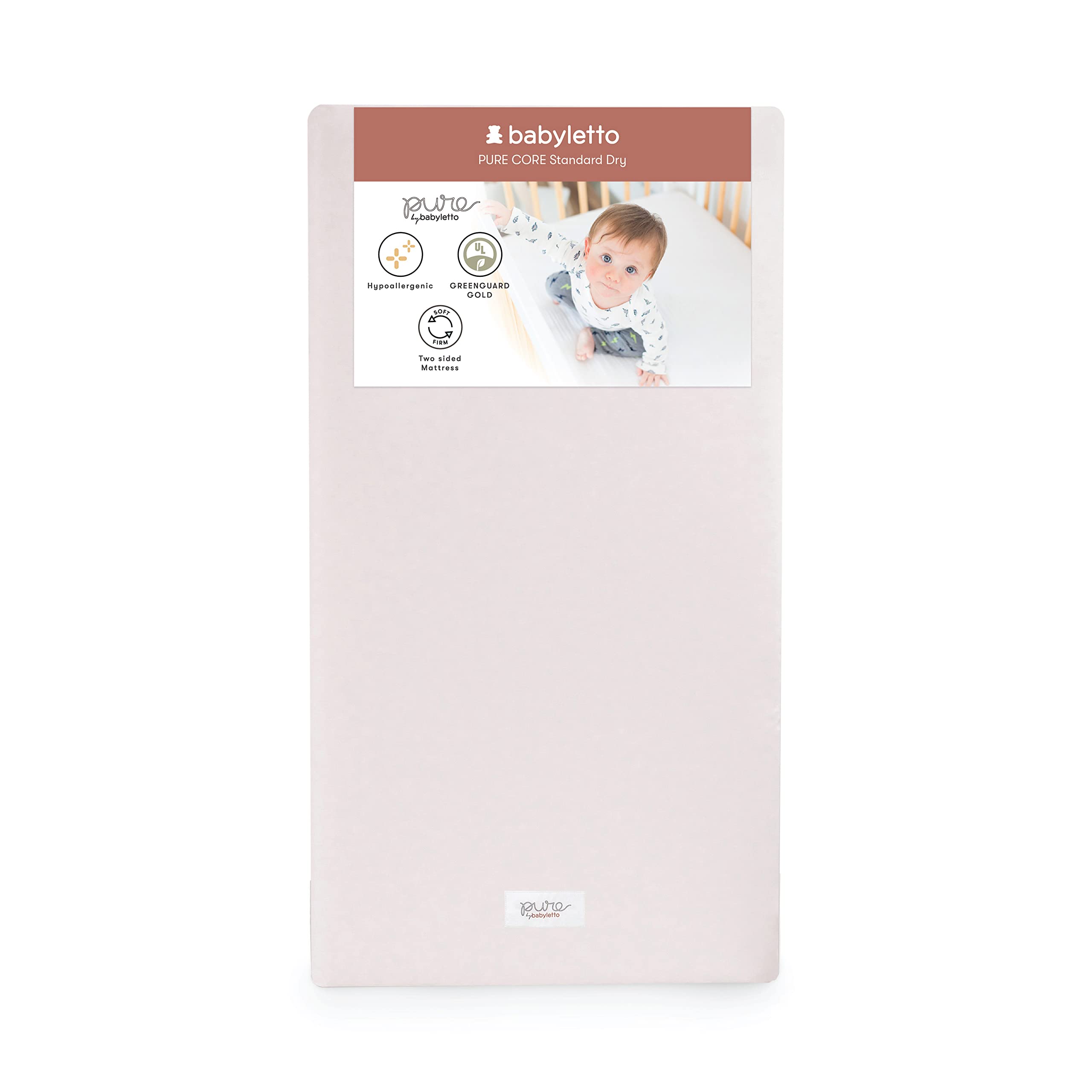Pure Core Crib Mattress, Dry Waterproof Cover, 2-Stage, Greenguard Gold Certified
