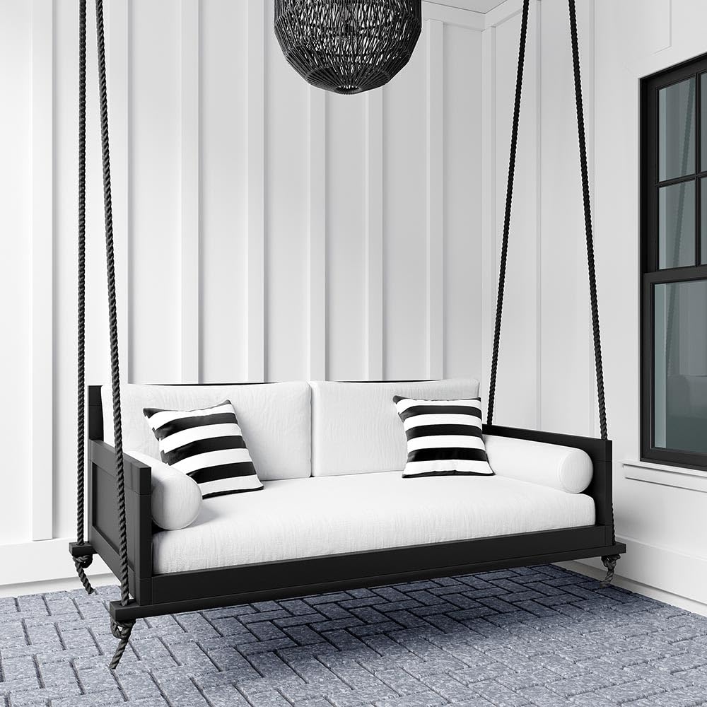 The Philly 6 Foot Porch Swing Bed in Black, Daybed Swing Made in The
