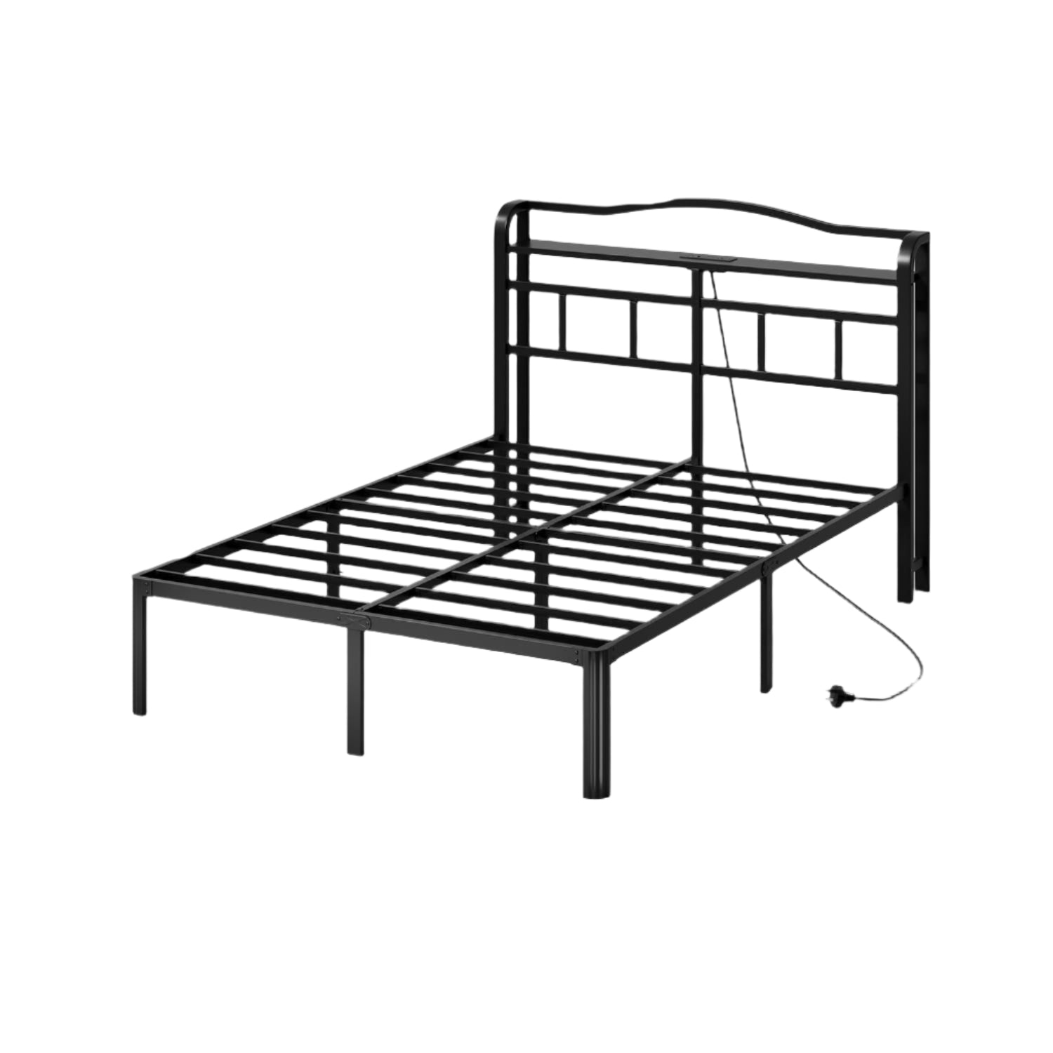 Full Size Bed Frame - Storage Headboard with Charging Station