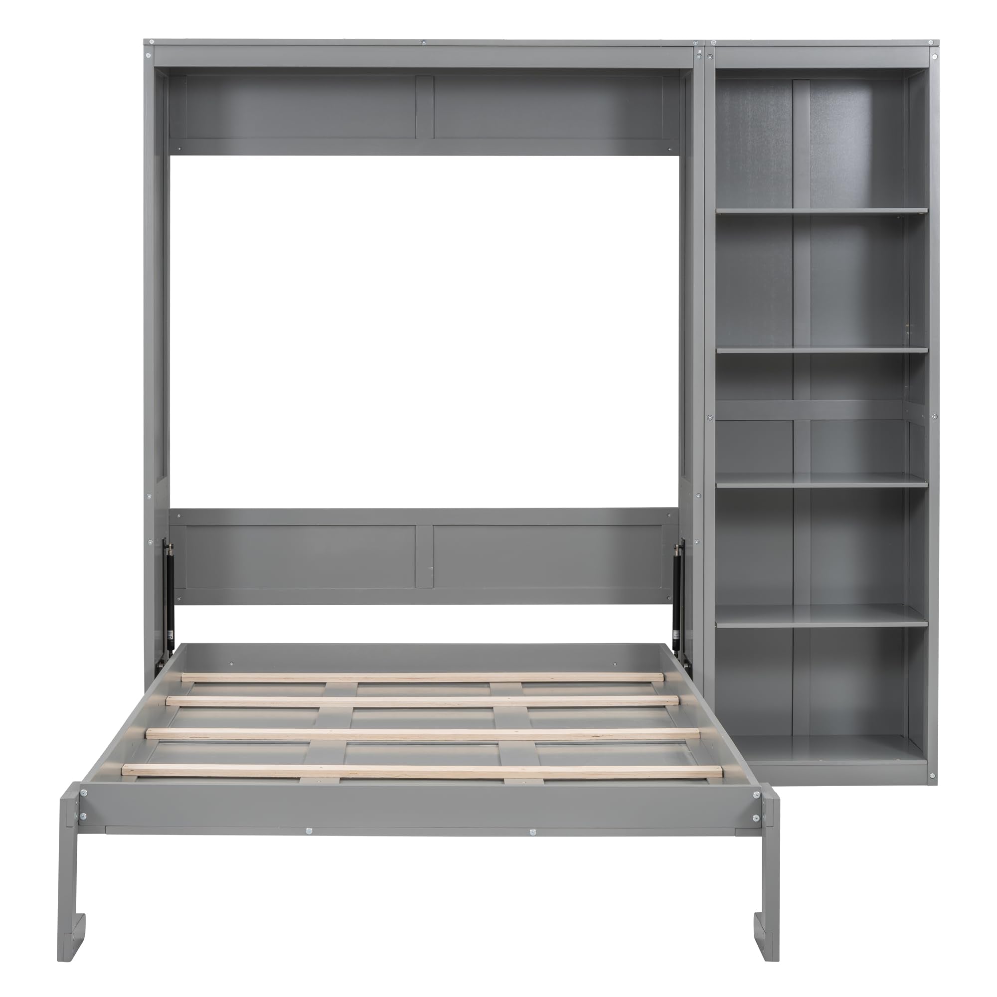 Murphy Bed with Adujstable Storage Shelves, Fold into The Wall