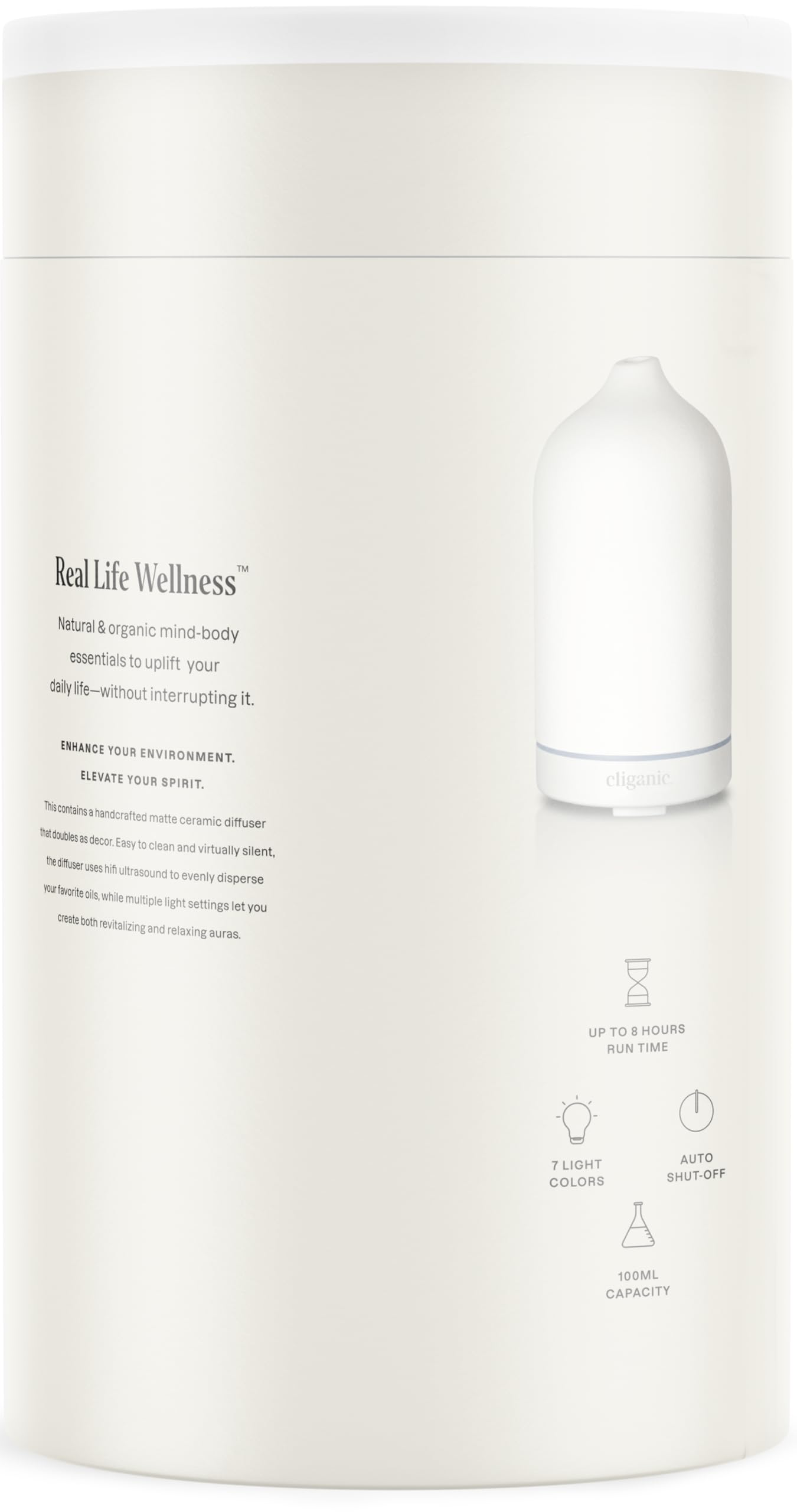 Diffuser (White), 100ml Ultrasonic for Essential Oils Aromatherapy