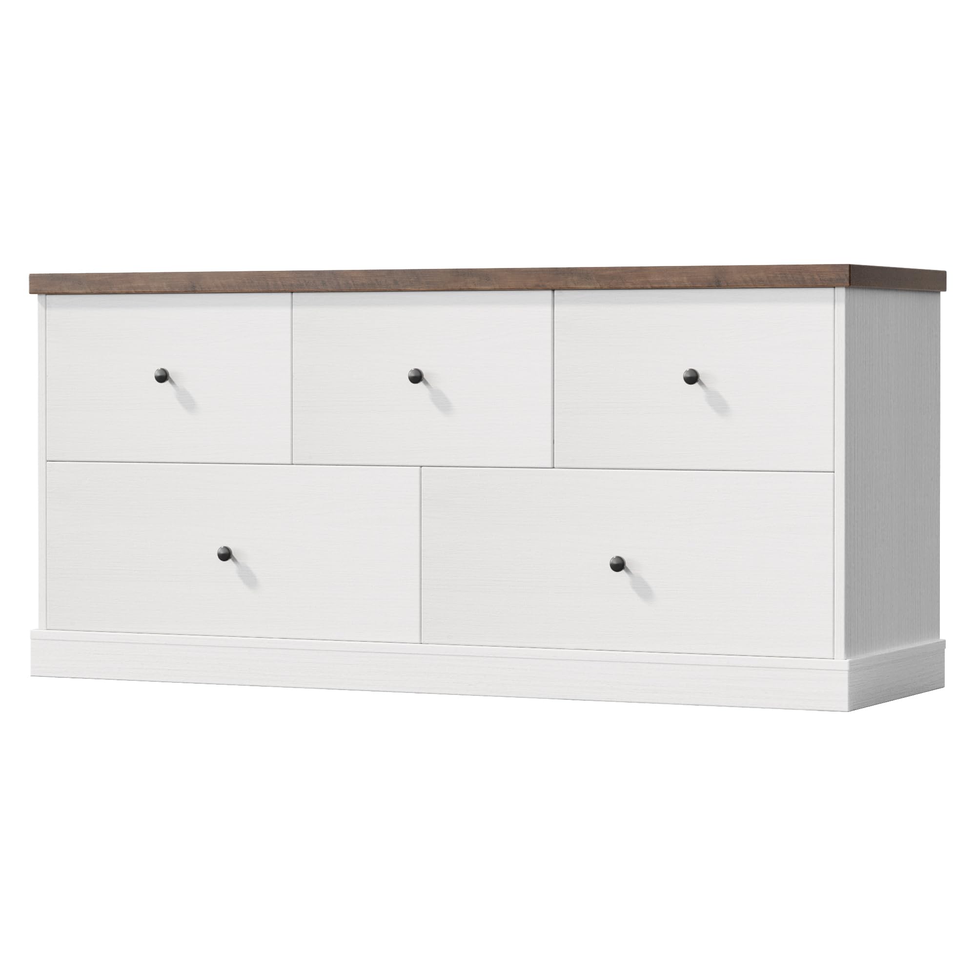 Dresser for Bedroom with 5 Drawers, Wood Chest of Drawers, TV Stand and Storage
