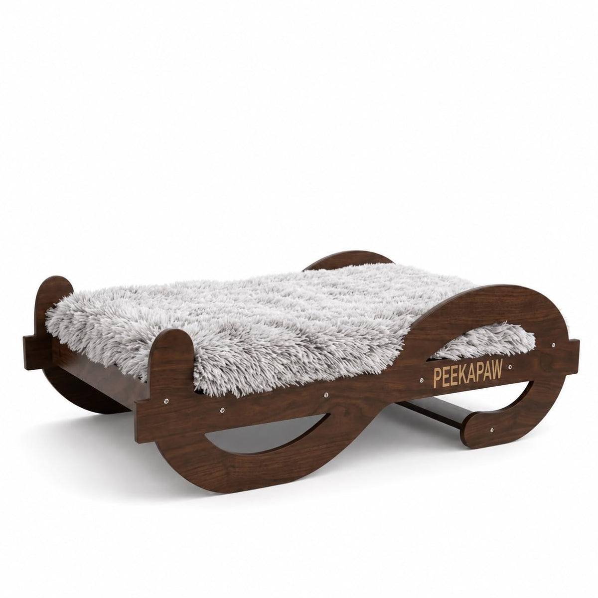 Elevated Wooden Dog Bed with Plush Mattress