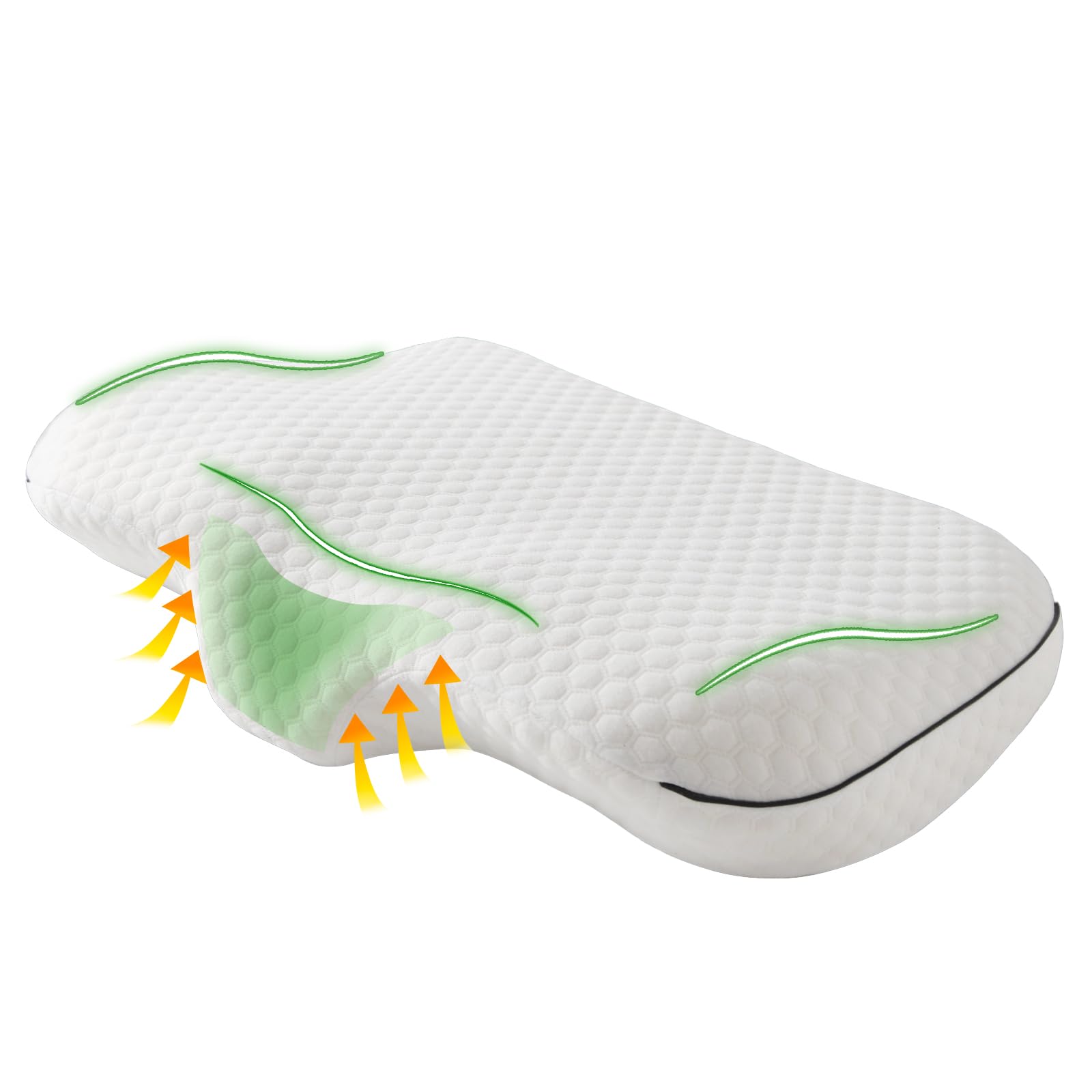 Memory Foam Contour Pillow for Neck Pain Relief, Ergonomic Cervical Neck Support