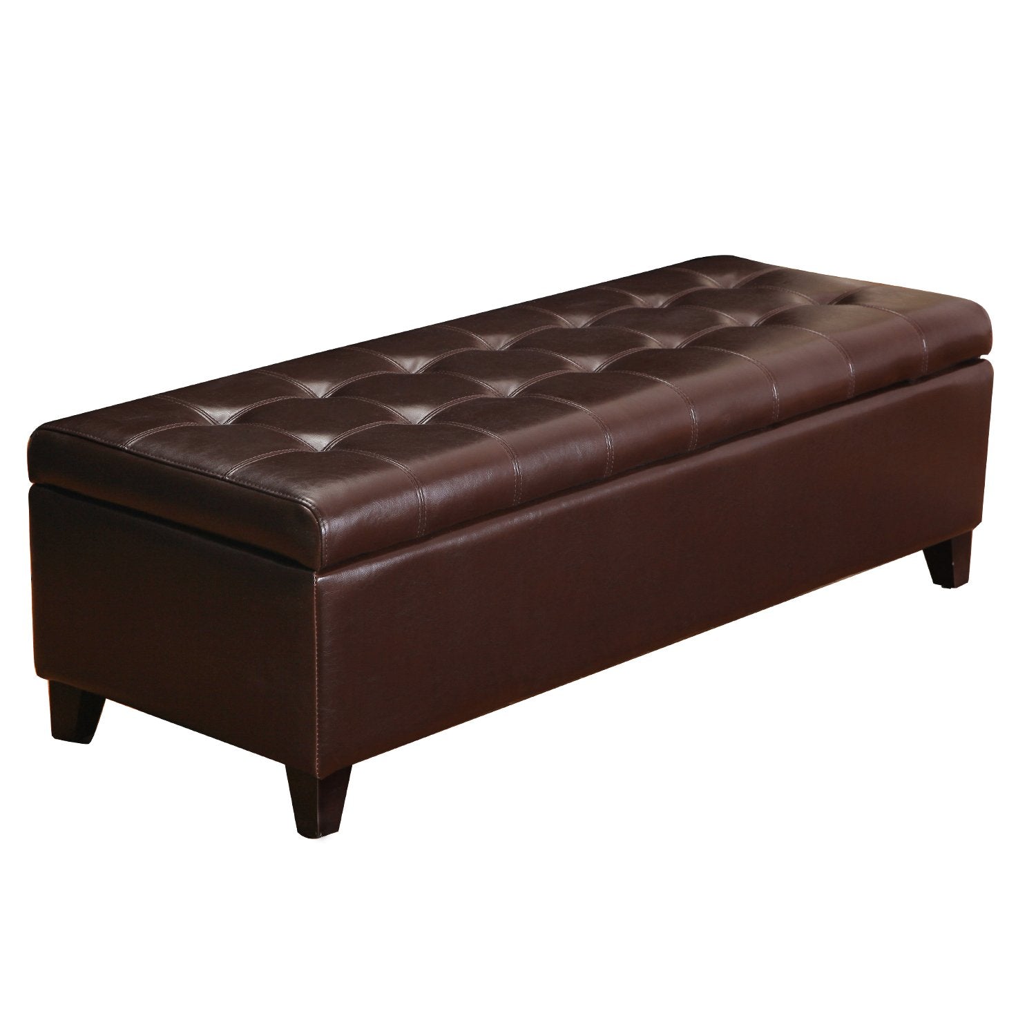 Ottoman Bench, 51 Inch Leather Tufted Bench for End of Bed, Bedroom