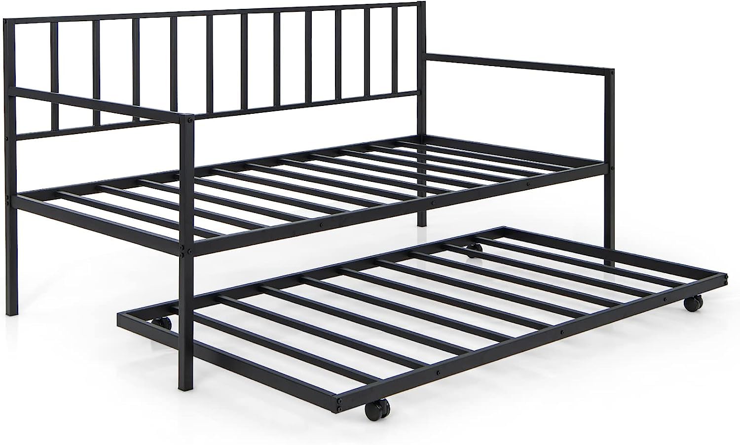 Twin Size Metal Daybed Frame with Trundle,Day Beds with Pullout Trundle