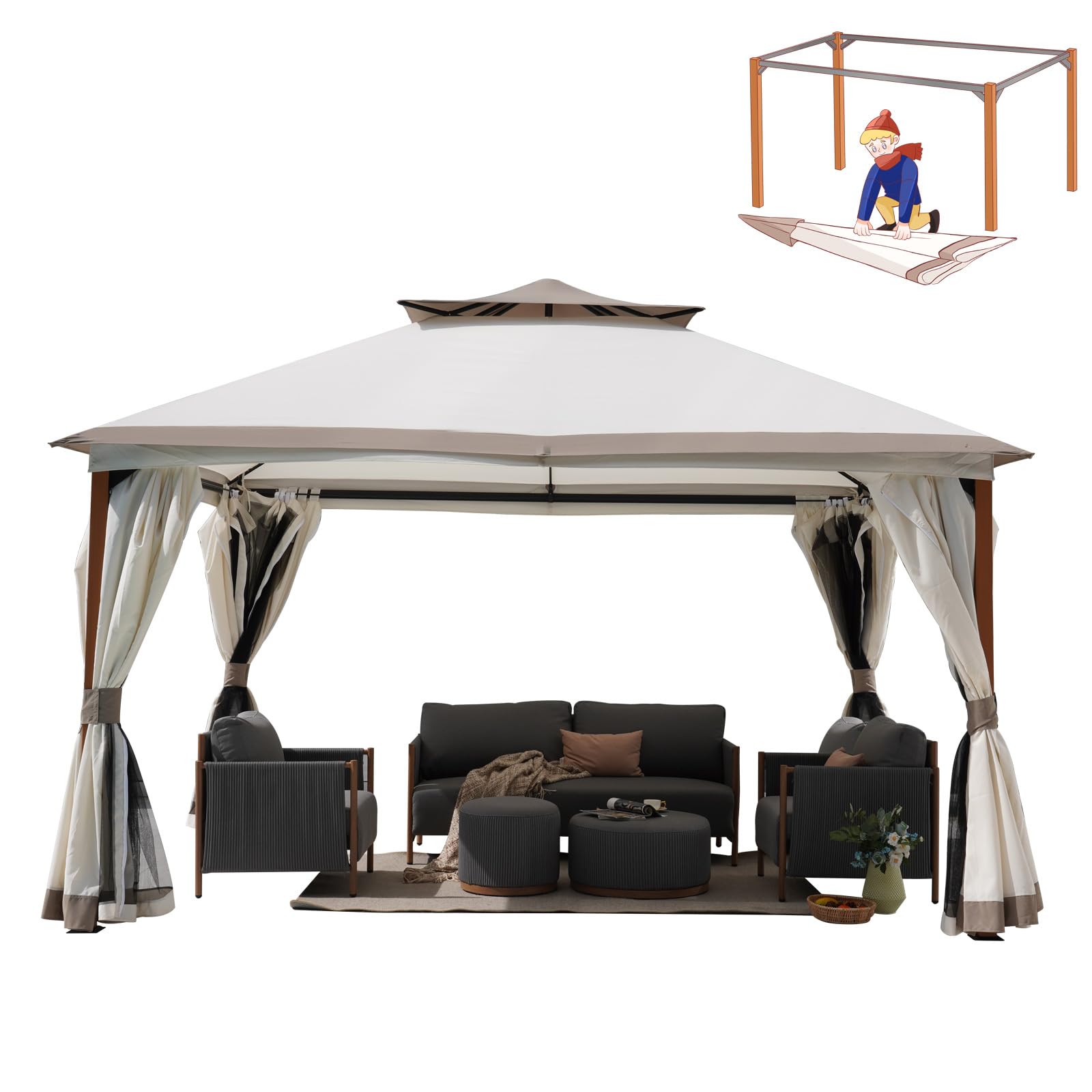 10x13 FT Outdoor Double Quick Assembly Detachable Vent Soft Top