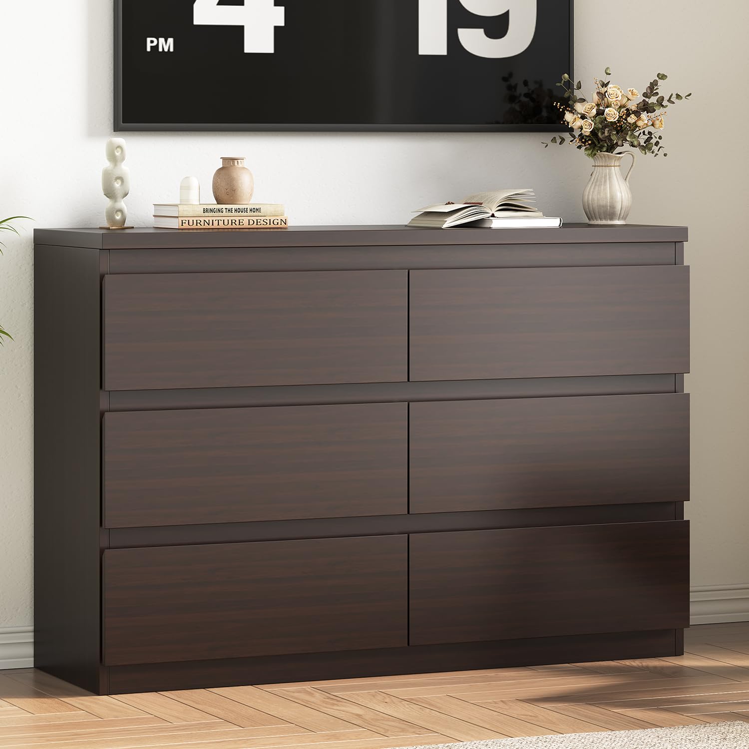 Modern 6 Drawer Dresser - Simply Chest of Drawers for Bedroom, Closet, Living Room