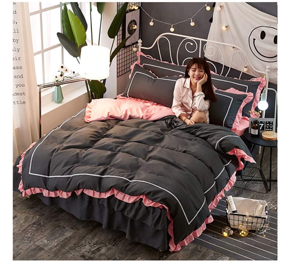 Home Bedding Sets Pillowcase Sets Princess Style Four-Piece Double Bed