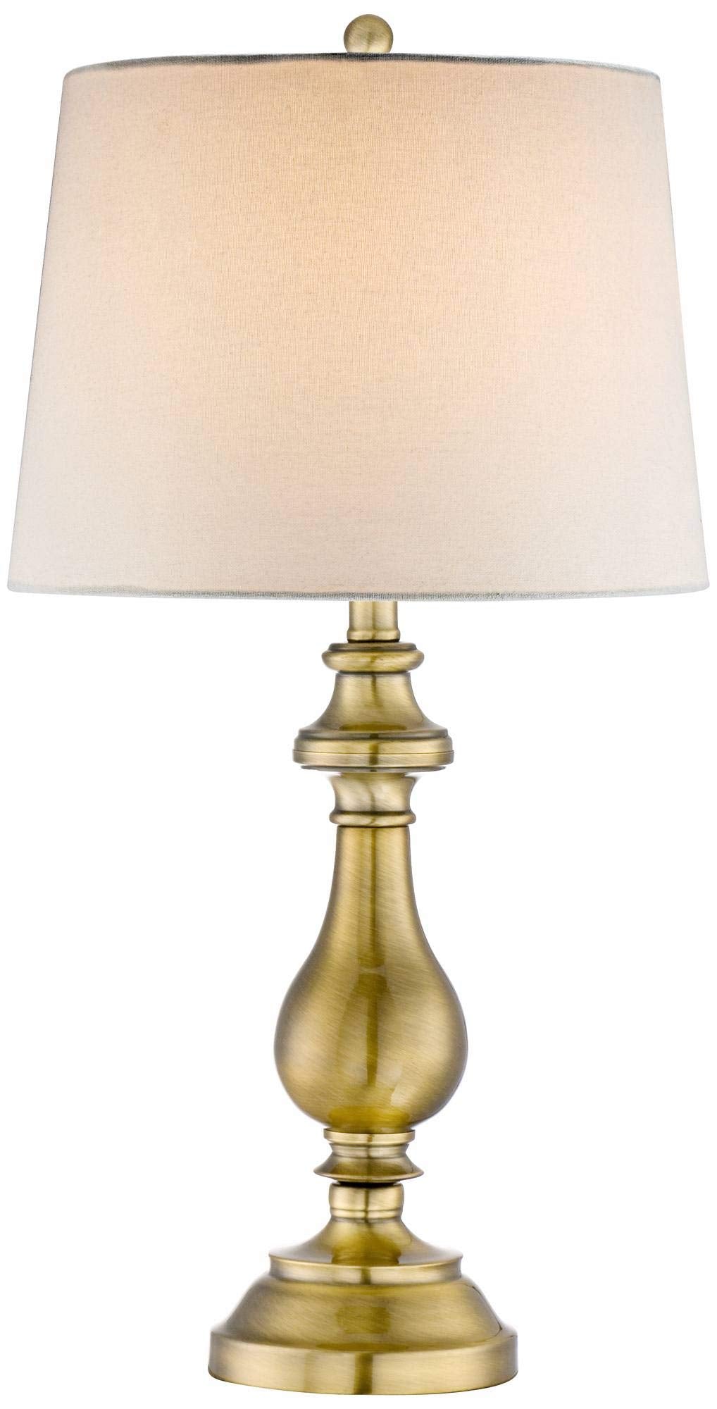 Traditional Style Table Lamp 26" High Antique Brass Gold Metal Candlestick White