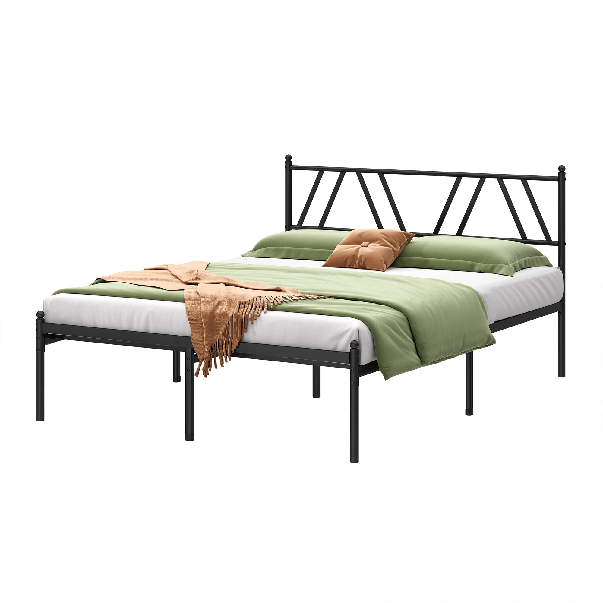 Metal Platform Bed Frame with Headboard, 14 Inches Full Bed