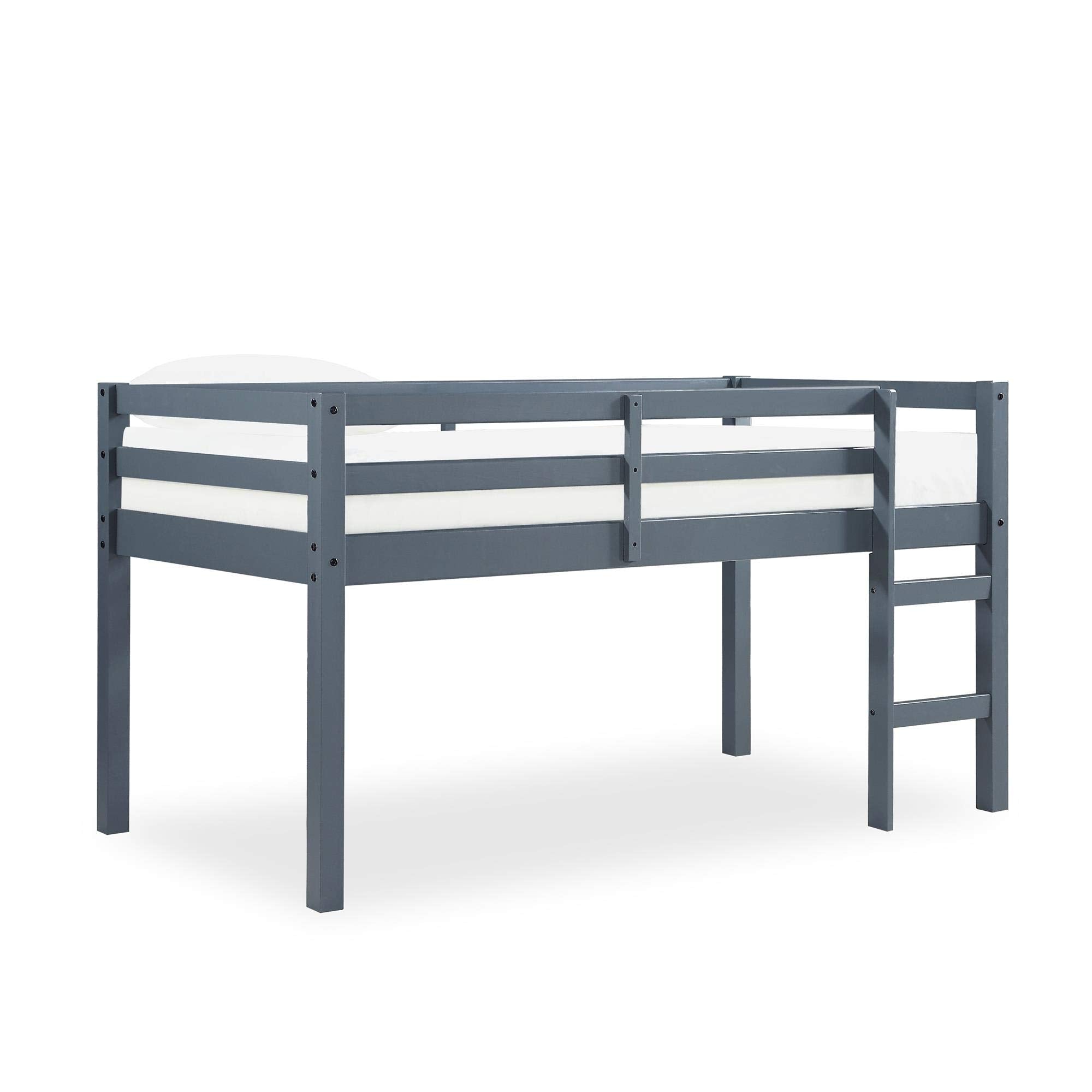 Milton Twin Loft Bed, Space Saving Design, Solid Pine Wood, White Finish